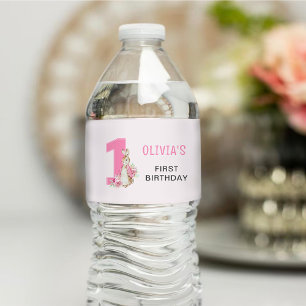 Rótulo De Garrafa De Vinho Peter Rabbit Primeiro Rosa de Aniversário