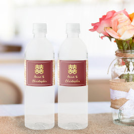 Rótulo De Garrafa De Vinho Pharanakan auspicioso do casamento chinês tradicio