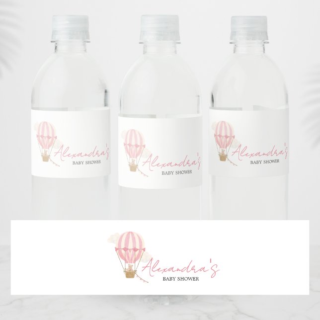 Rótulo De Garrafa De Vinho Pink Boho Bear Baby Shower  (Oh Baby Bear Baby Shower Water Bottle Label)