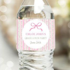 Rótulo De Garrafa De Vinho Pink Bow Floral Graduation