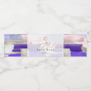 Rótulo De Garrafa De Vinho PixDezines Ba Mitzvah, Amostras De Aquarela Roxa