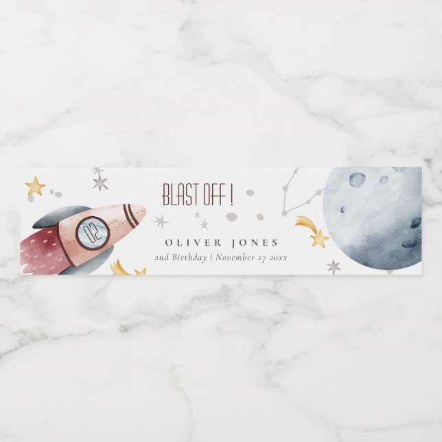 Rótulo De Garrafa De Vinho Planetas Espaciais Exteriores Frescos Cujos Anos A (Rótulo Único)