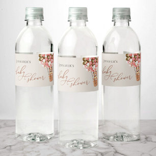 Rótulo De Garrafa De Vinho Podemos Esperar! Chá de fraldas Dourado rosa