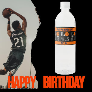 Rótulo De Garrafa De Vinho Presente de aniversário de basquete, jogadora de b