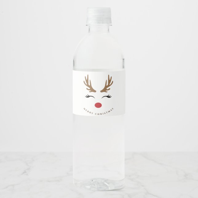 Rótulo De Garrafa De Vinho Presentes de Natal de Renas Engraçadas de Nariz Ve (Frente)