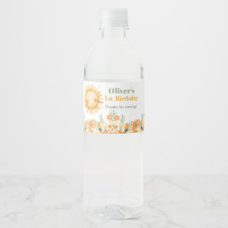 Rótulo De Garrafa De Vinho Primeira Volta ao Sol Aniversário Água