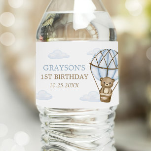 Rótulo De Garrafa De Vinho Primeiro aniversario de Balões de Ar Quente do Blu