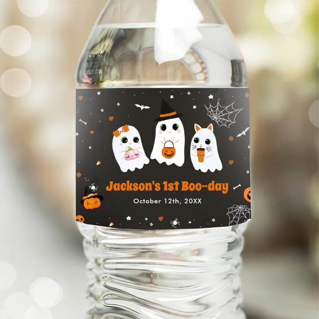 Rótulo De Garrafa De Vinho Primeiro aniversario Fantasma Cute de Halloween Sp (Criador carregado)