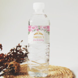 Rótulo De Garrafa De Vinho Princesa Dourada Floral Rosa Princesa Aniversário