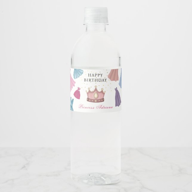 Rótulo De Garrafa De Vinho Princesa Veste Fairytale Menina Aniversário (Frente)
