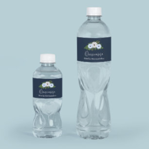 Rótulo De Garrafa De Vinho Quinceañera Floral Rústica em Azul Claro e Branco