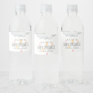 Rótulo De Garrafa De Vinho Rain Cloud Girl Baby Sprinkkle Water Bottle