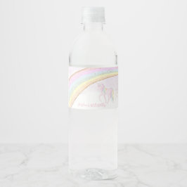 Rótulo De Garrafa De Vinho Rainbow Unicorn primeiro aniversario Girls Pastel