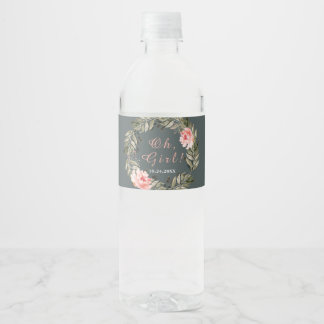 Rótulo De Garrafa De Vinho Raparigas Rosa Rosa Rosa, Blush Floral