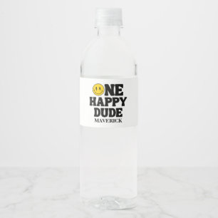 Rótulo De Garrafa De Vinho Retro Um Cara Feliz Sorriso Menino 1º Aniversário