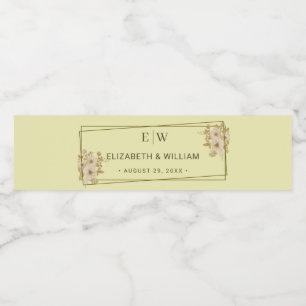 Rótulo De Garrafa De Vinho Rosa - Casamento Amarelo Celestial Monograma