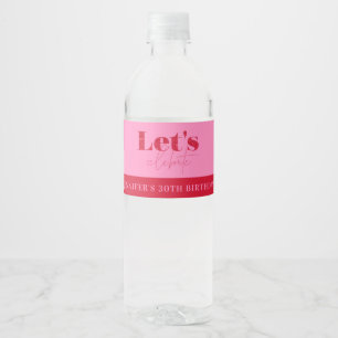Rótulo De Garrafa De Vinho Rosa Chic Vermelho Vamos celebrar Aniversário