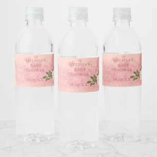 Rótulo De Garrafa De Vinho Rosa Dourado Brilho E Glam Personalizado