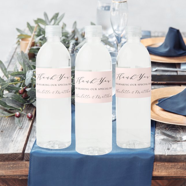 Rótulo De Garrafa De Vinho Rosa Gold moderno obrigado de casamento (Criador carregado)