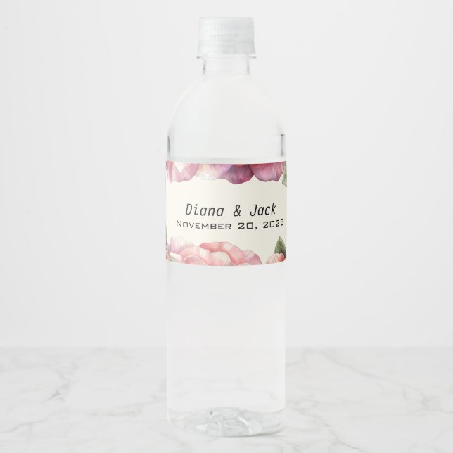 Rótulo De Garrafa De Vinho Rosa Pink Desbotada (Frente)