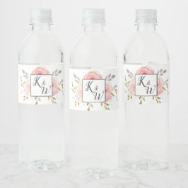 Rótulo De Garrafa De Vinho Rosas De Casamento Floral De Vintagem Rosa Escamuf