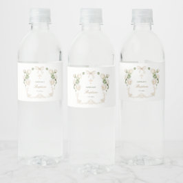 Rótulo De Garrafa De Vinho Rosas de Marfim Delicadas Enquadram Batismo