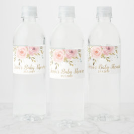 Rótulo De Garrafa De Vinho Rosas Rosa Esbranquiçadas Chá de fraldas Floral Vi