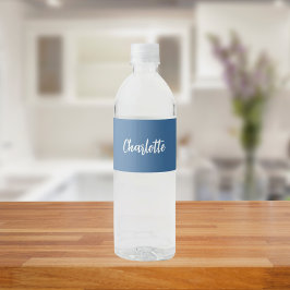 Rótulo De Garrafa De Vinho Roteiro de nome azul empoeirado