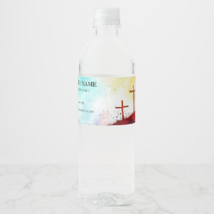 Rótulo De Garrafa De Vinho Rótulo de Água da Igreja Aquarela Redenção Radiant