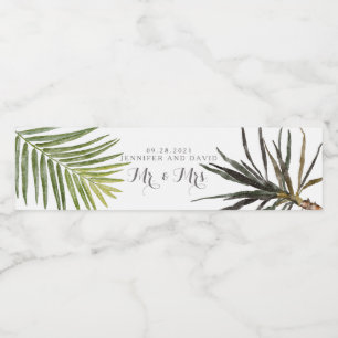 Rótulo De Garrafa De Vinho Rótulo de Bebida Tropical de Fern Palm Tree