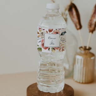 Rótulo De Garrafa De Vinho Rótulo de Frasco de Água de Casamento Floral Pri