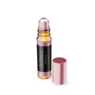 Rótulo De Garrafa De Vinho Rótulo do cilindro de perfumaria preto-e-rosa bril