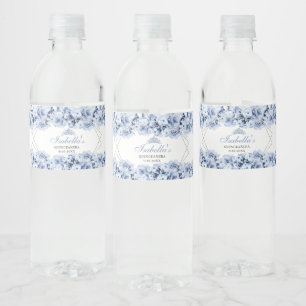Rótulo De Garrafa De Vinho Rótulo do Frasco de Água com Quinceanera Azul Du