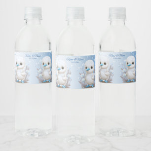 Rótulo De Garrafa De Vinho Rótulo do Frasco de Água Floral Azul Pato Branco