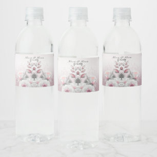 Rótulo De Garrafa De Vinho Rótulo do Frasco de Água Floral Branco Rosa