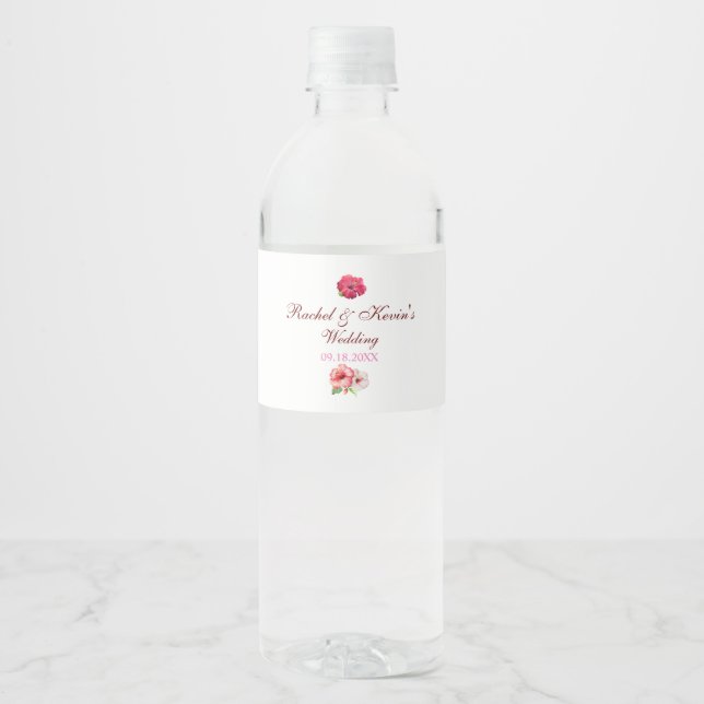 Rótulo De Garrafa De Vinho Rótulo do Frasco de Água Floral Tropical (Frente)