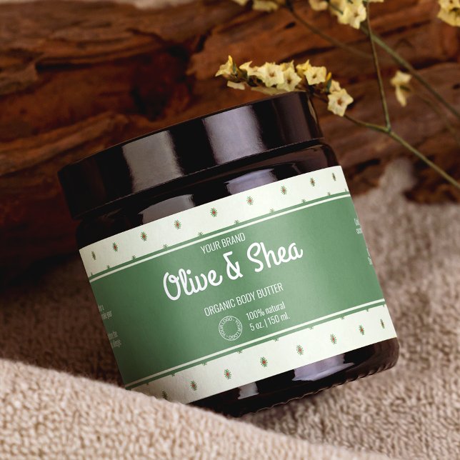 Rótulo De Garrafa De Vinho Rótulo Retro Green Cosmetics Jar Wrap-Around (Criador carregado)