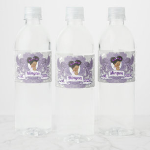 Rótulo De Garrafa De Vinho Royal Purple Afro Princess Roxo e Branco Elegant