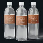 Rótulo De Garrafa De Vinho Rustic Burnt Orange Bridal Shower Personalized<br><div class="desc">This rustic burnt orange bridal shower water bottle label features beautiful white typography for an autumn party featuring boho colors for a fall wedding. Minimalist white typography for a bohemian bride.</div>