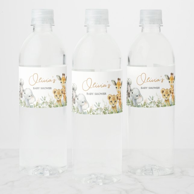Rótulo De Garrafa De Vinho Safari Animals Wild One Baby Shower (Garrafas)