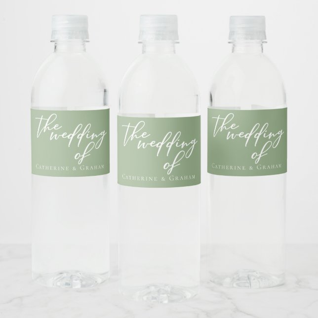 Rótulo De Garrafa De Vinho Sage Green White Typografia Personalizada (Garrafas)