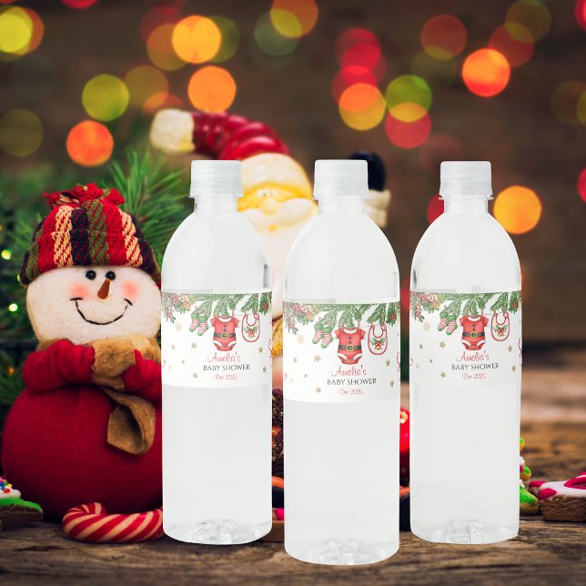 Rótulo De Garrafa De Vinho Santa Baby Christmas Baby Shower Decoration (Criador carregado)
