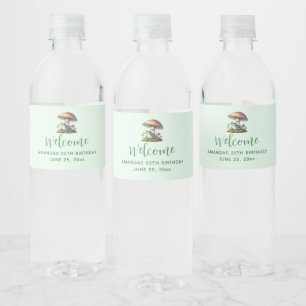 Rótulo De Garrafa De Vinho Sapo Debaixo de um Cogumelo Bem-vindo à Natureza F