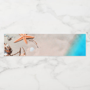 Rótulo De Garrafa De Vinho Seashell tropical da estrela do mar da praia de