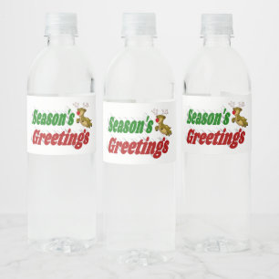 Rótulo De Garrafa De Vinho Seasons saúda Reindee tipografia de Natal