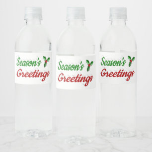 Rótulo De Garrafa De Vinho Seasons Saudações Holly Natal - Escrito verde