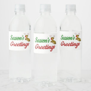 Rótulo De Garrafa De Vinho Seasons Saudações Voando Reindeer Escrito de Natal