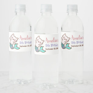 Rótulo De Garrafa De Vinho Sereia de Gato Purrmaid Fofa Meowmaid Menina Anive