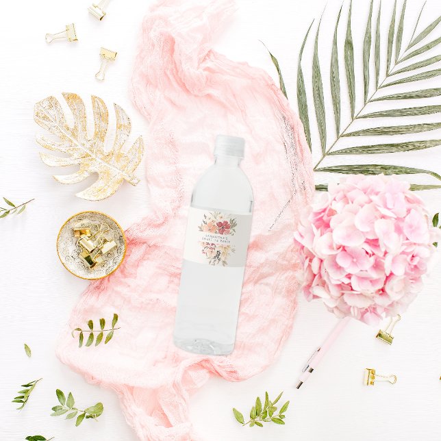 Rótulo De Garrafa De Vinho Simples Floral Sweet 16 Aniversário (Criador carregado)