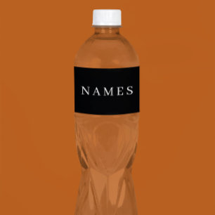 Rótulo De Garrafa De Vinho Simples Preto Personalizado Adicione Seu Nome Eleg